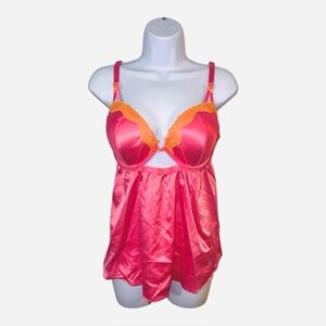 Victoria's Secret Very Sexy Tease Satin Push Up Babydoll Set XL NWT $50 MSRP